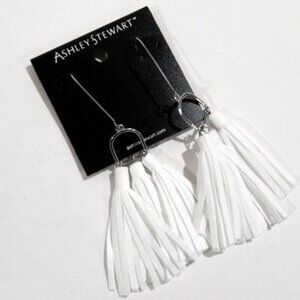 Ashley Stewart Silver tone White Tassel Drop Earrings - Women's Fashion Jewelry